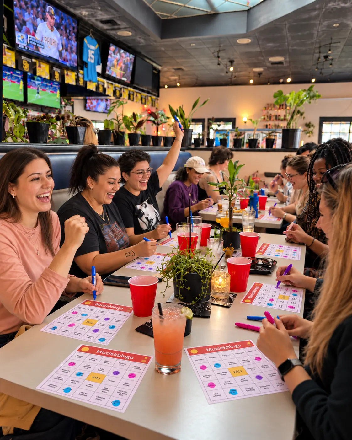 Un groupe joue au bingo musical pendant l’apéro